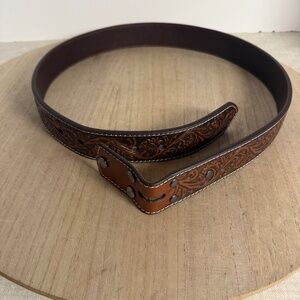 Ariat Tooled Leather Belt Brown Western Floral Size 34